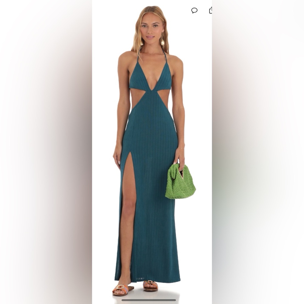 Tana striped bikini, cutout maxi dress!!